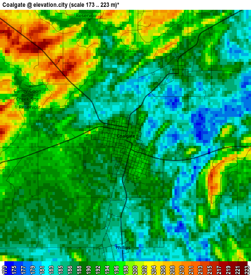 Coalgate elevation map