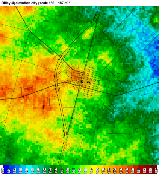 Dilley elevation map