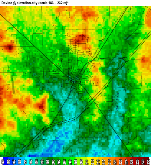 Devine elevation map