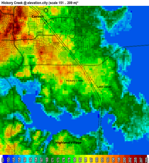 Hickory Creek elevation map