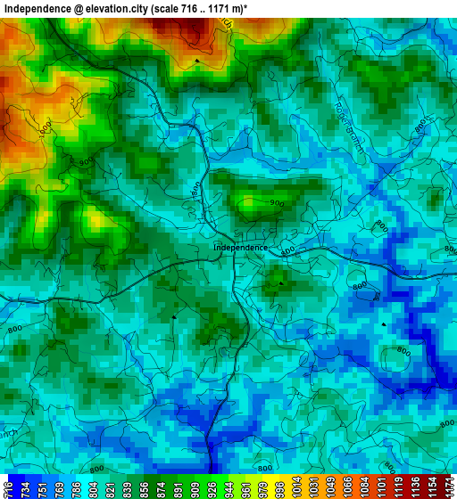 Independence elevation map