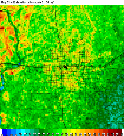 Bay City elevation map