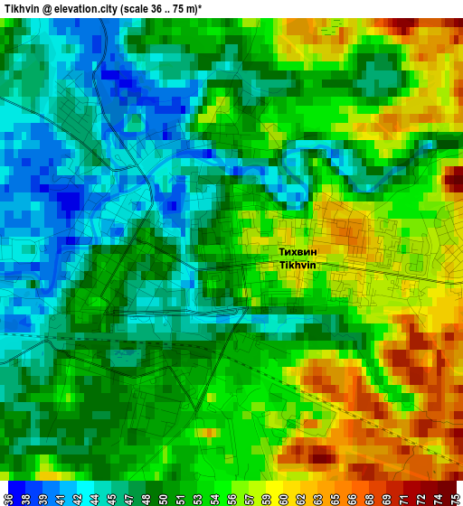 Tikhvin elevation map