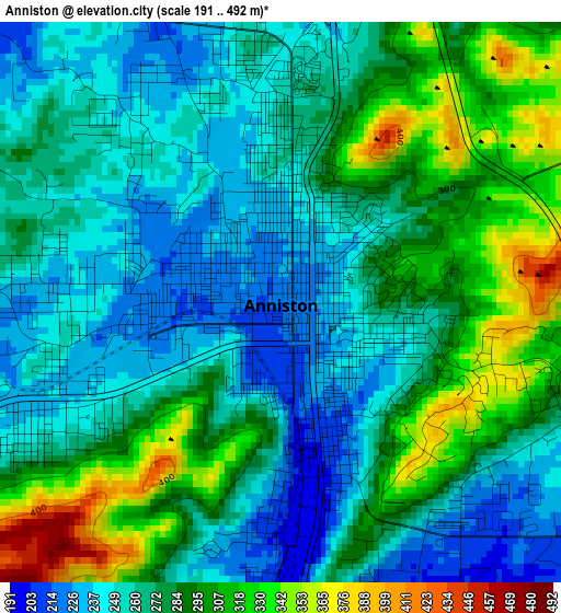 Anniston elevation map