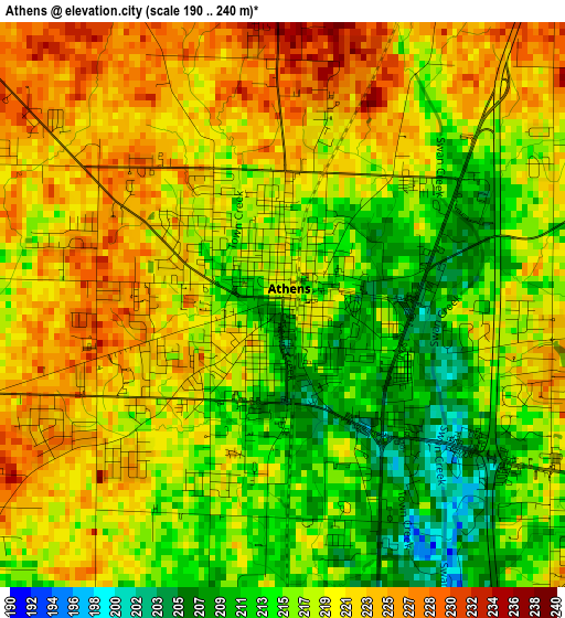 Athens elevation map