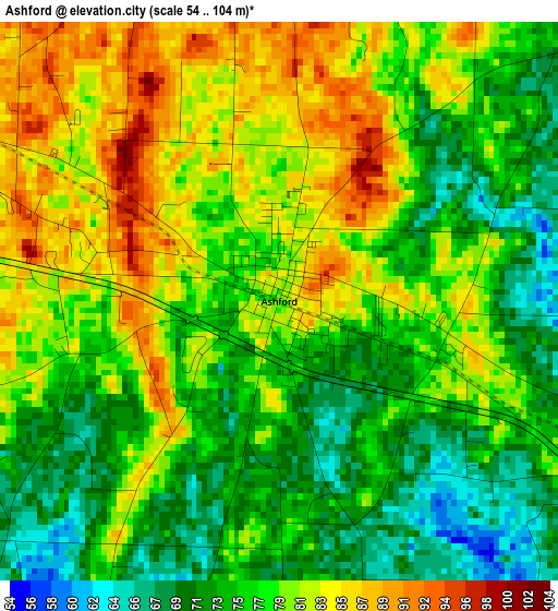 Ashford elevation map