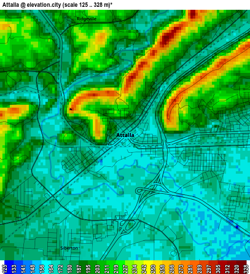 Attalla elevation map