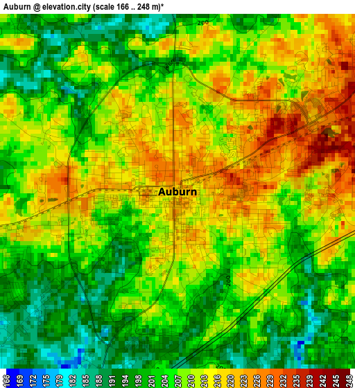 Auburn elevation map