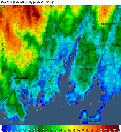 Cos Cob elevation map