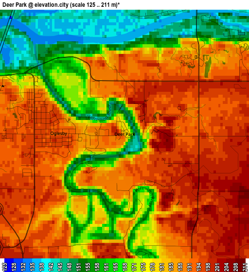 Deer Park elevation map