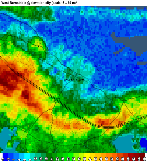 West Barnstable elevation map