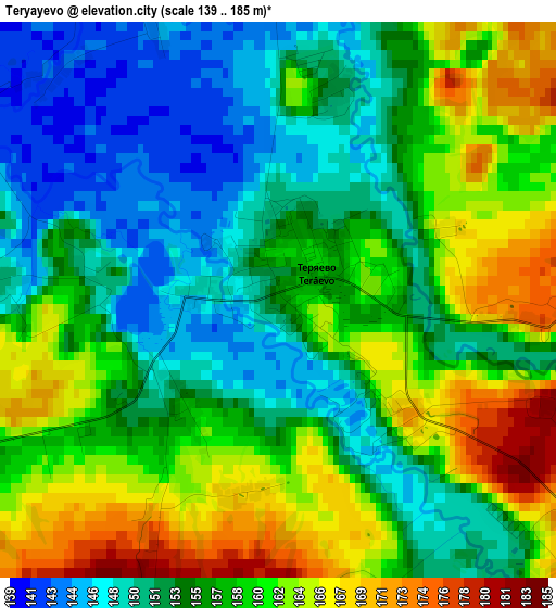 Teryayevo elevation map