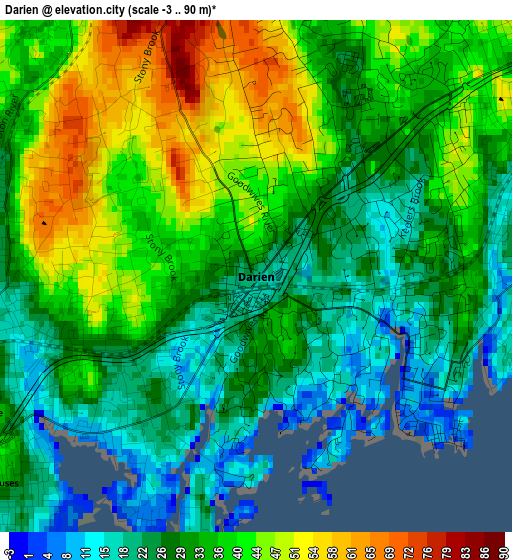 Darien elevation map