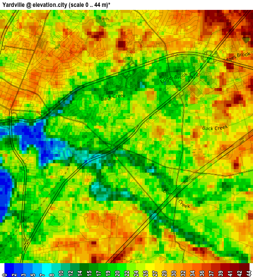 Yardville elevation map