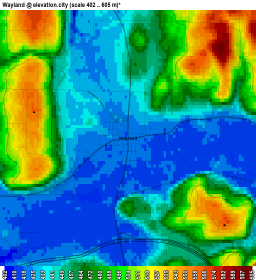 Wayland elevation map