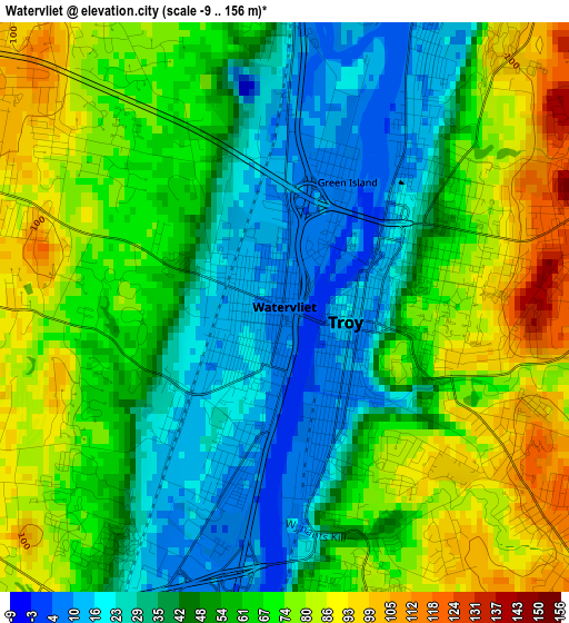 Watervliet elevation map