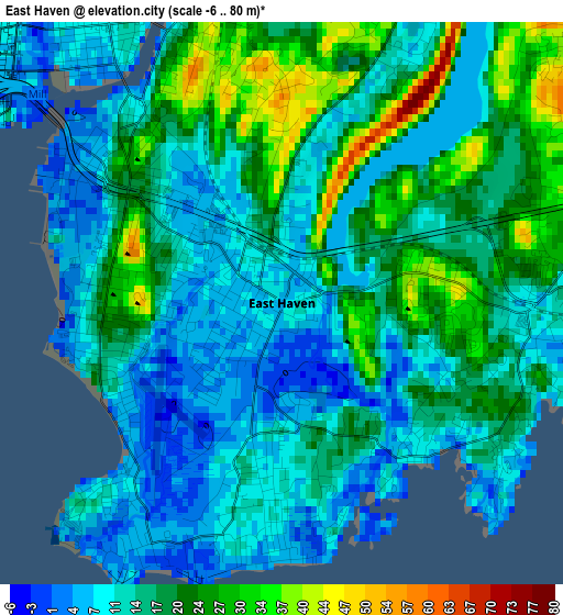 East Haven elevation map