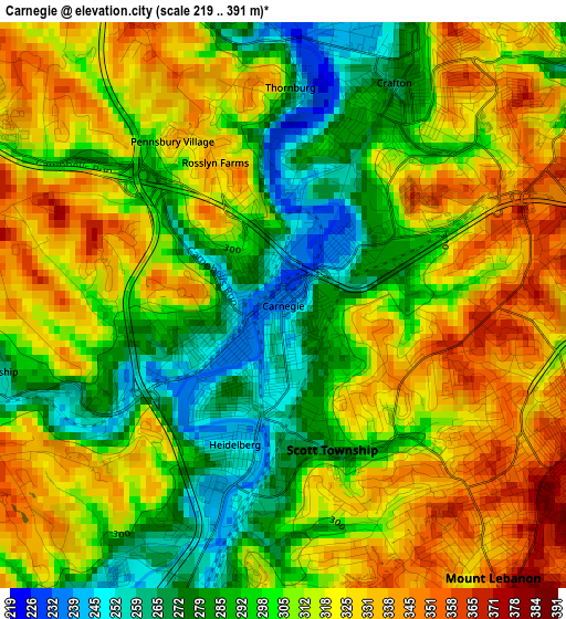 Carnegie elevation map