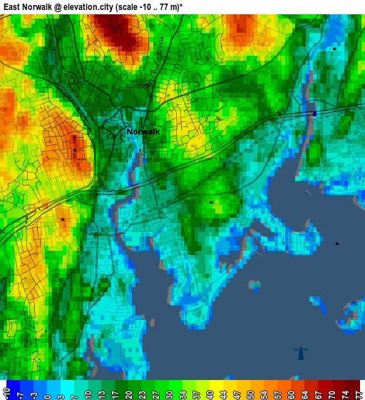 East Norwalk elevation map