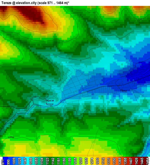 Tereze elevation map