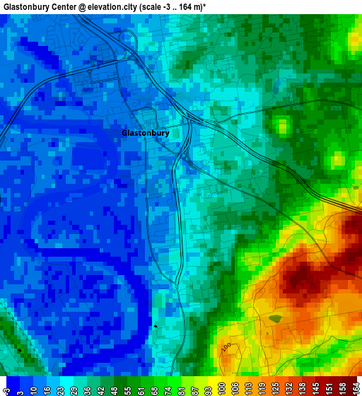 Glastonbury Center elevation map