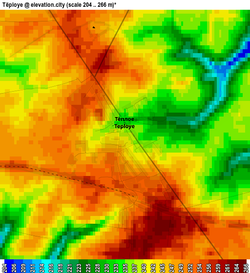 Tëploye elevation map