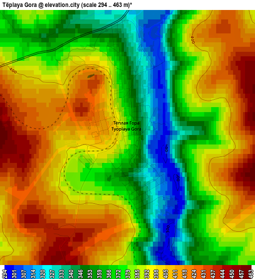 Tëplaya Gora elevation map