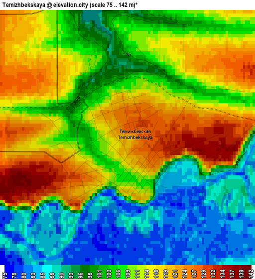 Temizhbekskaya elevation map