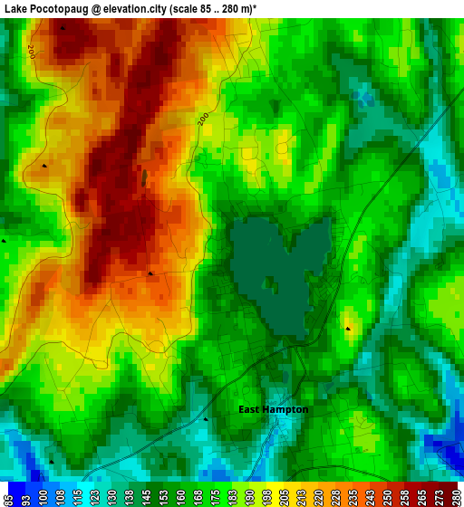 Lake Pocotopaug elevation map