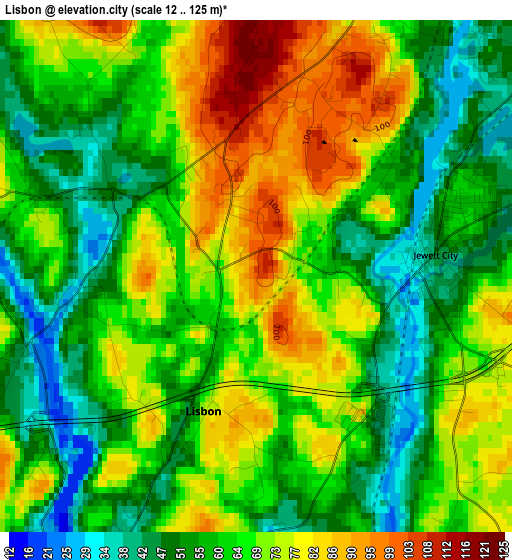 Lisbon elevation map