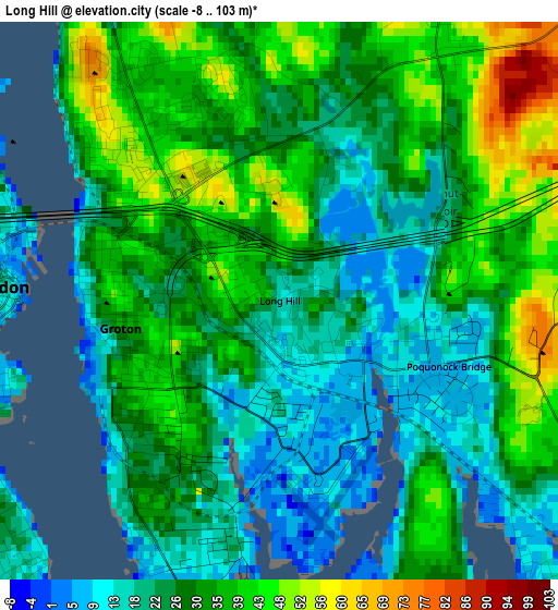 Long Hill elevation map