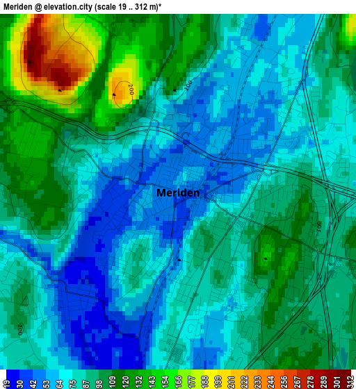 Meriden elevation map