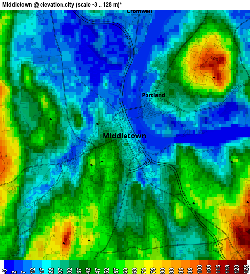 Middletown elevation map