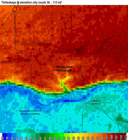 Tbilisskaya elevation map