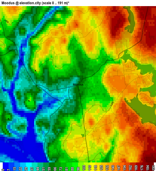 Moodus elevation map