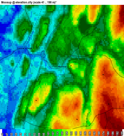 Moosup elevation map