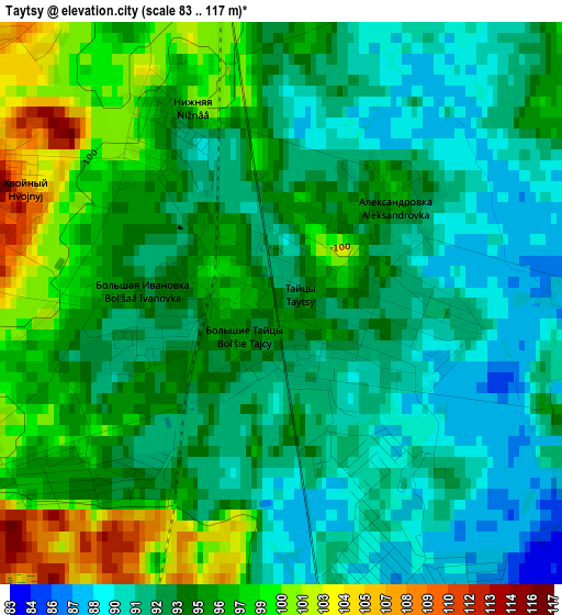 Taytsy elevation map