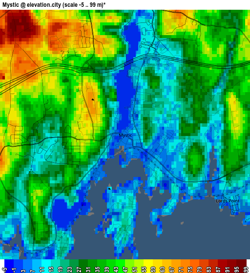 Mystic elevation map