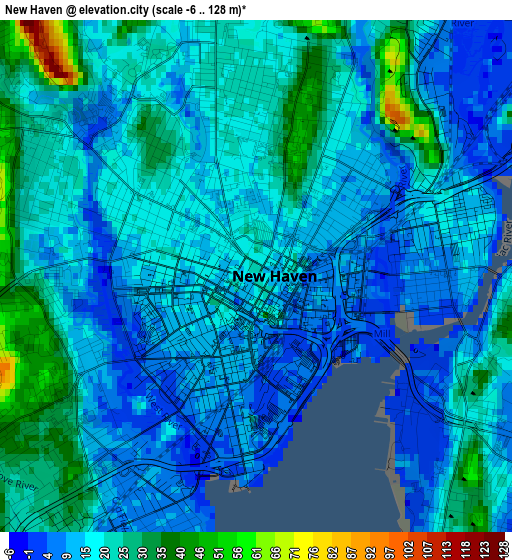 New Haven elevation map