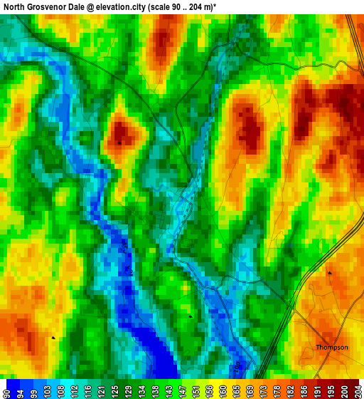 North Grosvenor Dale elevation map