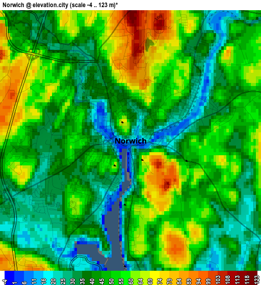 Norwich elevation map