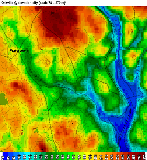 Oakville elevation map