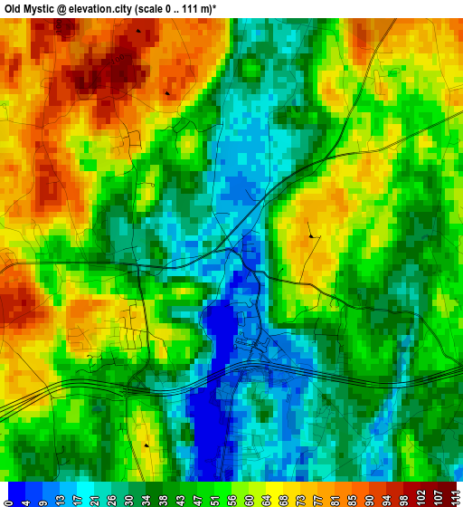 Old Mystic elevation map