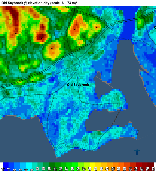 Old Saybrook elevation map