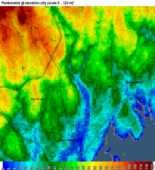 Pemberwick elevation map