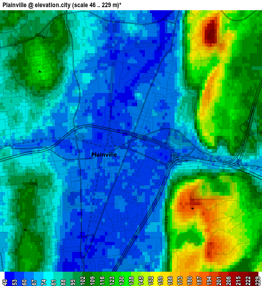 Plainville elevation map