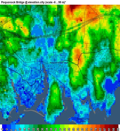 Poquonock Bridge elevation map