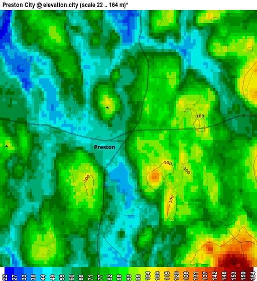 Preston City elevation map