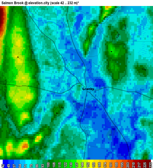 Salmon Brook elevation map