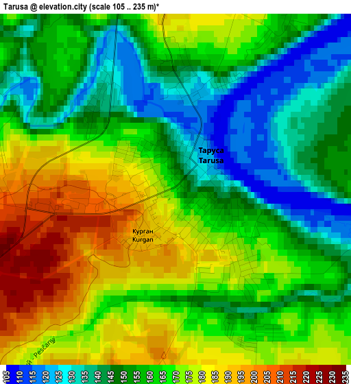 Tarusa elevation map